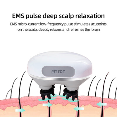 Head scalp msaager with EMS-Fittop Health & Beauty Technology Cp.,Ltd.